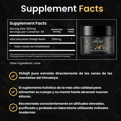 (Pague 1 Lleve 2) Shilajit Pura Del Himalaya Com + 87 Minerales Vitales - Últimas unidades.